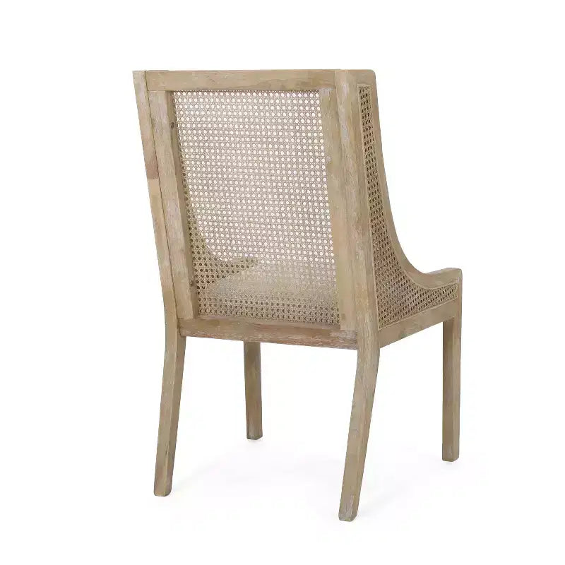 Christopher Knight Home Lot de 2 Chaises de Salle à Manger Rembourrées en Rotin et Bois Maurers Beige/Naturel