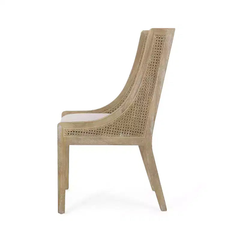 Christopher Knight Home Lot de 2 Chaises de Salle à Manger Rembourrées en Rotin et Bois Maurers Beige/Naturel