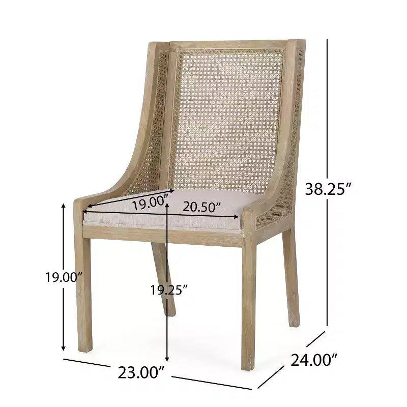 Christopher Knight Home Lot de 2 Chaises de Salle à Manger Rembourrées en Rotin et Bois Maurers Beige/Naturel