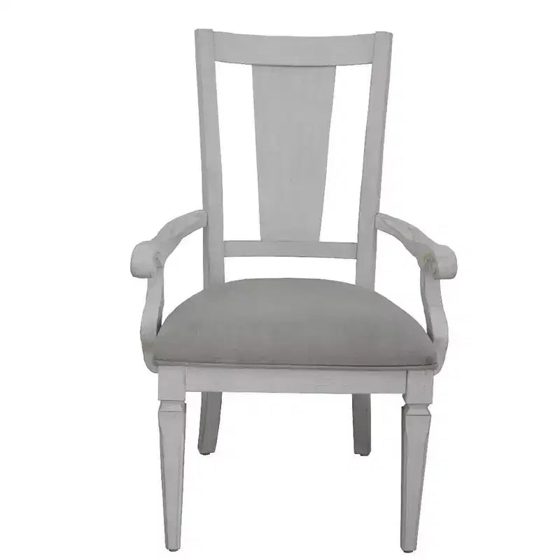 Chaise de salle à manger Katia Acme Furniture Lin gris clair/Finition blanc vieilli