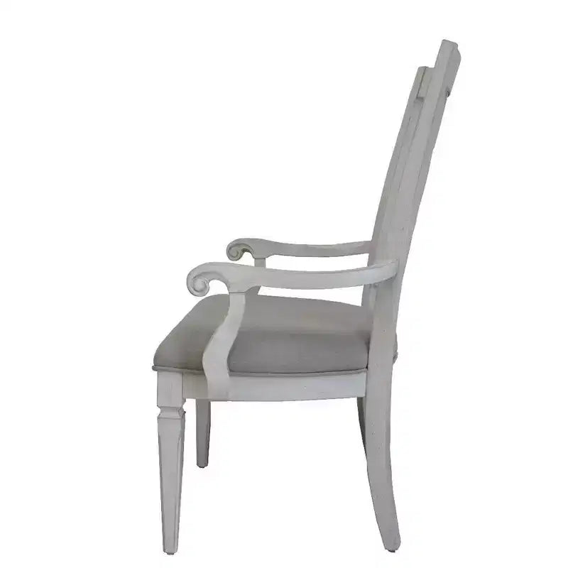 Chaise de salle à manger Katia Acme Furniture Lin gris clair/Finition blanc vieilli