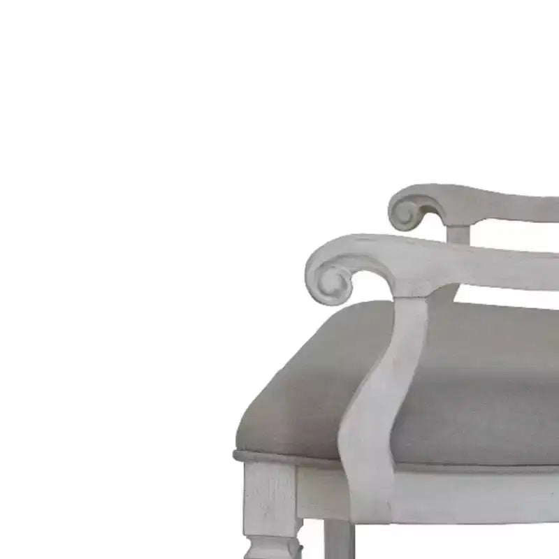 Chaise de salle à manger Katia Acme Furniture Lin gris clair/Finition blanc vieilli