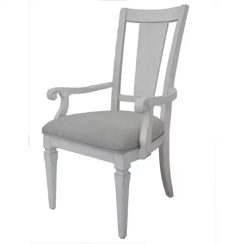 Chaise de salle à manger Katia Acme Furniture Lin gris clair/Finition blanc vieilli