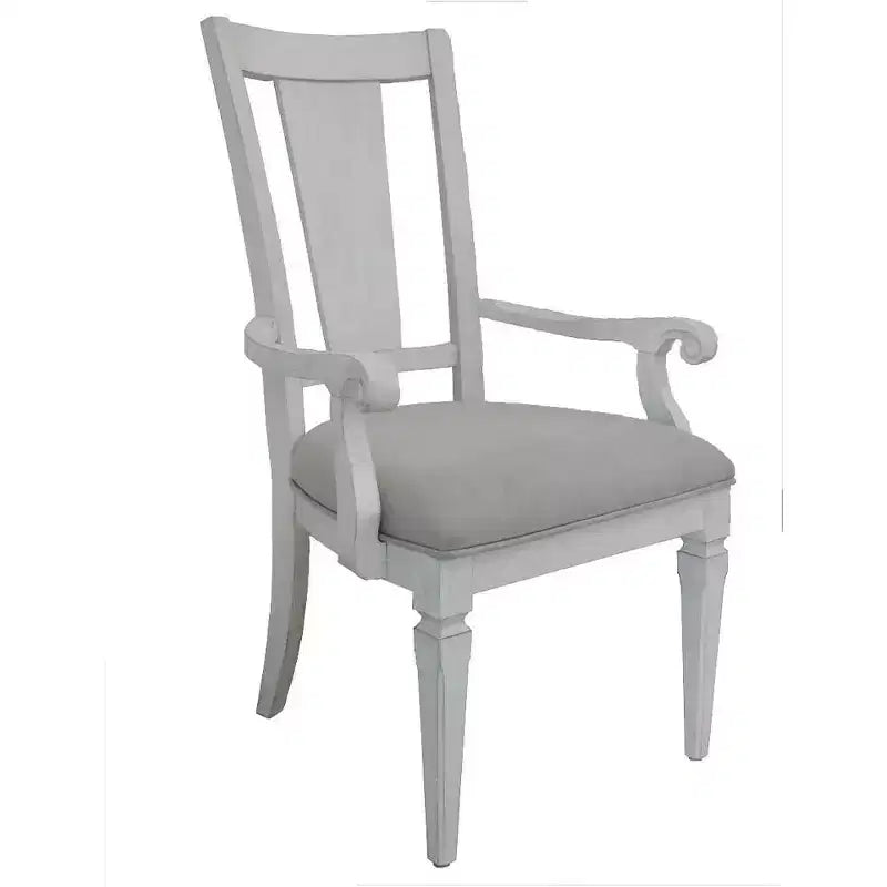 Chaise de salle à manger Katia Acme Furniture Lin gris clair/Finition blanc vieilli
