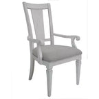 Chaise de salle à manger Katia Acme Furniture Lin gris clair/Finition blanc vieilli
