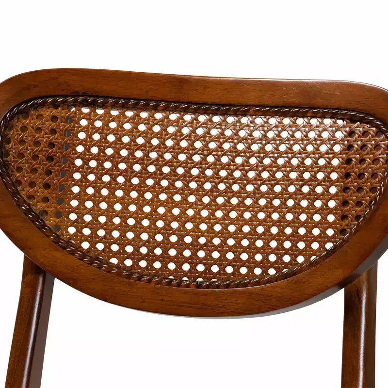 Baxton Studio Ensemble de 2 Chaises de Salle à Manger Hesper en Bois et Rotin Noyer Brun/Brun Clair : Mid-Century, Dossier en Croissant, Pieds Inclinés