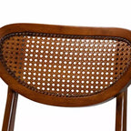 Baxton Studio Ensemble de 2 Chaises de Salle à Manger Hesper en Bois et Rotin Noyer Brun/Brun Clair : Mid-Century, Dossier en Croissant, Pieds Inclinés