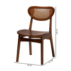 Baxton Studio Ensemble de 2 Chaises de Salle à Manger Hesper en Bois et Rotin Noyer Brun/Brun Clair : Mid-Century, Dossier en Croissant, Pieds Inclinés