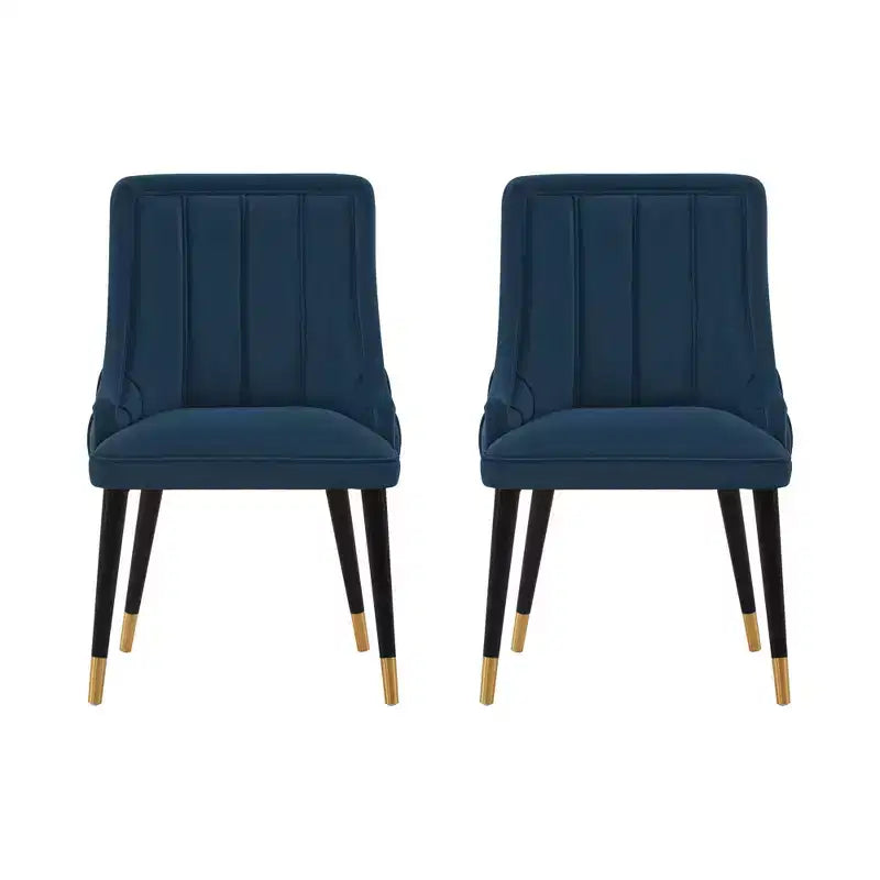 Set of 2 Eda Modern Velvet Upholstered Dining Chairs Midnight Blue - Manhattan Comfort