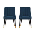 Set of 2 Eda Modern Velvet Upholstered Dining Chairs Midnight Blue - Manhattan Comfort