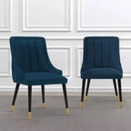 Lot de 2 chaises de salle à manger modernes en velours Eda bleu nuit - Manhattan Comfort