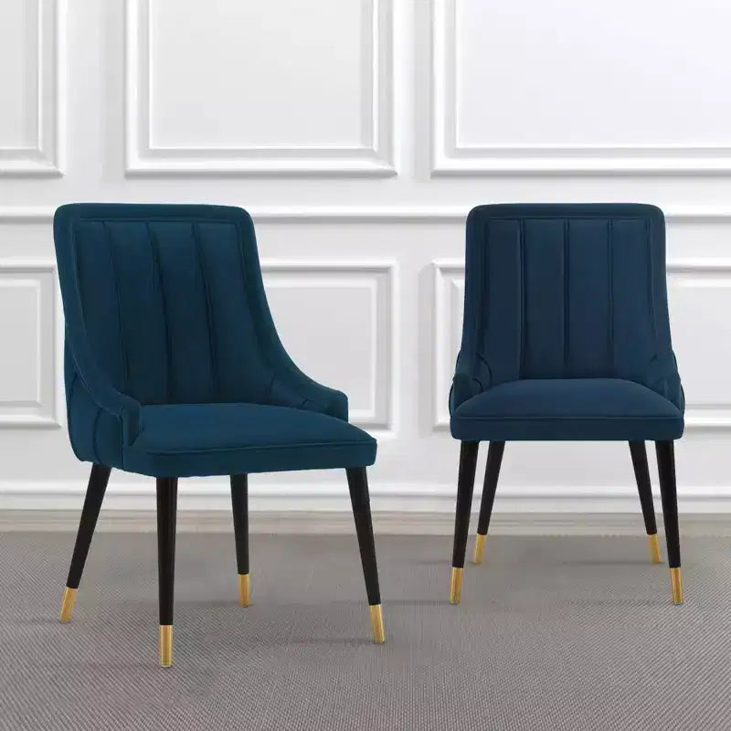 Lot de 2 chaises de salle à manger modernes en velours Eda bleu nuit - Manhattan Comfort