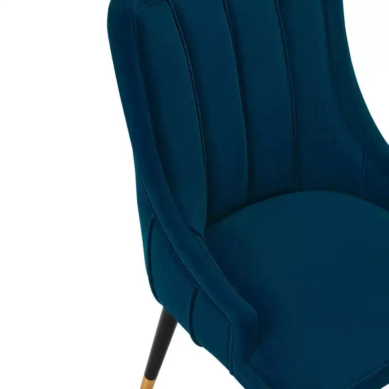 Lot de 2 chaises de salle à manger modernes en velours Eda bleu nuit - Manhattan Comfort