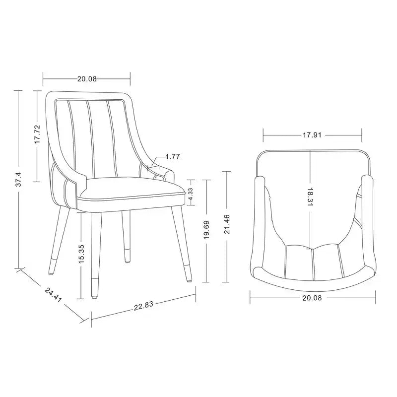 Chaise de salle à manger Eda moderne recouverte de velours et de similicuir gris - Manhattan Comfort