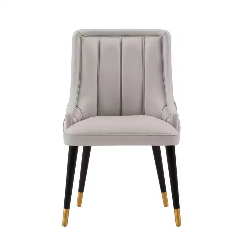 Chaise de salle à manger Eda moderne recouverte de velours et de similicuir gris - Manhattan Comfort