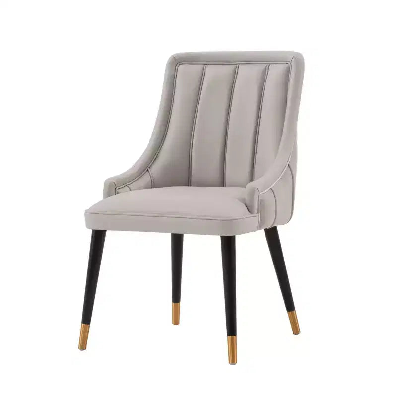 Chaise de salle à manger Eda moderne recouverte de velours et de similicuir gris - Manhattan Comfort