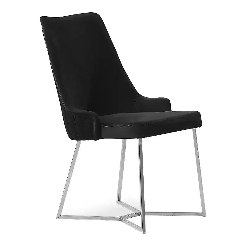 HOMES: Inside + Out Lot de 2 Chaises de salle à manger Chander Glam rembourrées en microfibre Noir