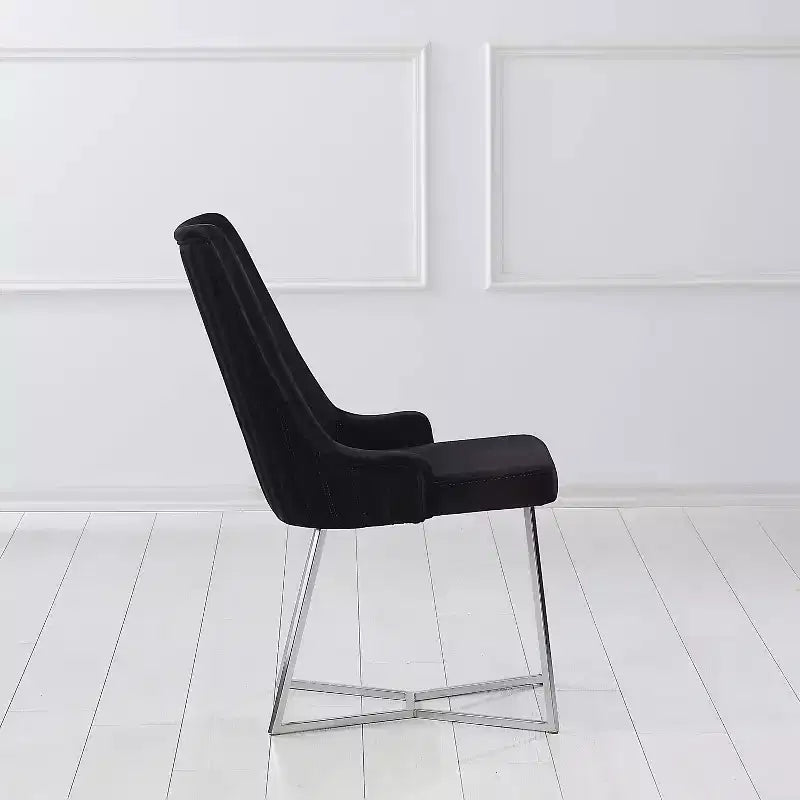 HOMES: Inside + Out Lot de 2 Chaises de salle à manger Chander Glam rembourrées en microfibre Noir