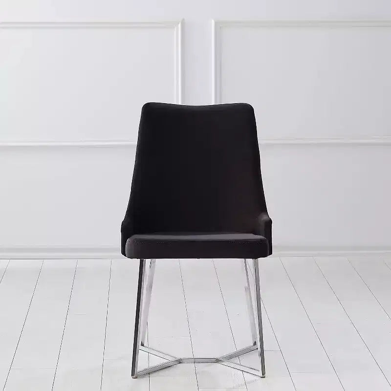 HOMES: Inside + Out Lot de 2 Chaises de salle à manger Chander Glam rembourrées en microfibre Noir