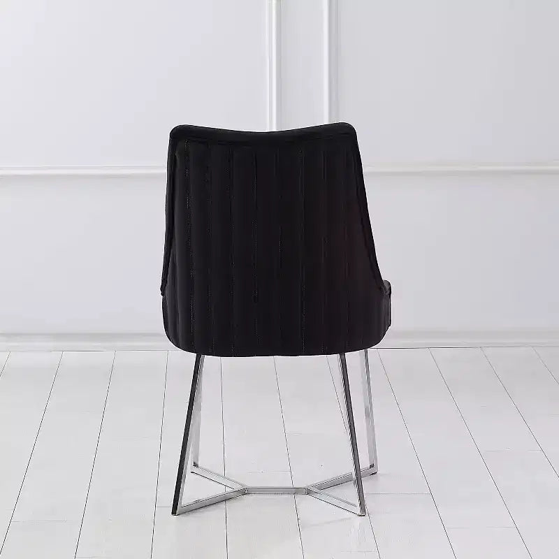 HOMES: Inside + Out Lot de 2 Chaises de salle à manger Chander Glam rembourrées en microfibre Noir