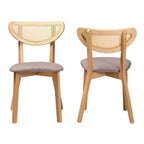 Baxton Studio Lot de 2 chaises de salle à manger Dannell en tissu et bois Gris/Chêne naturel/Marron clair : Revêtement en polyester, Structure en bois d'hévéa