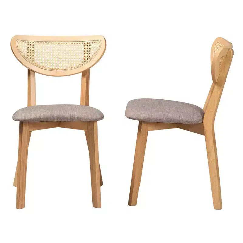 Baxton Studio Lot de 2 chaises de salle à manger Dannell en tissu et bois Gris/Chêne naturel/Marron clair : Revêtement en polyester, Structure en bois d'hévéa