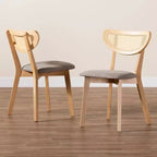 Baxton Studio Lot de 2 chaises de salle à manger Dannell en tissu et bois Gris/Chêne naturel/Marron clair : Revêtement en polyester, Structure en bois d'hévéa