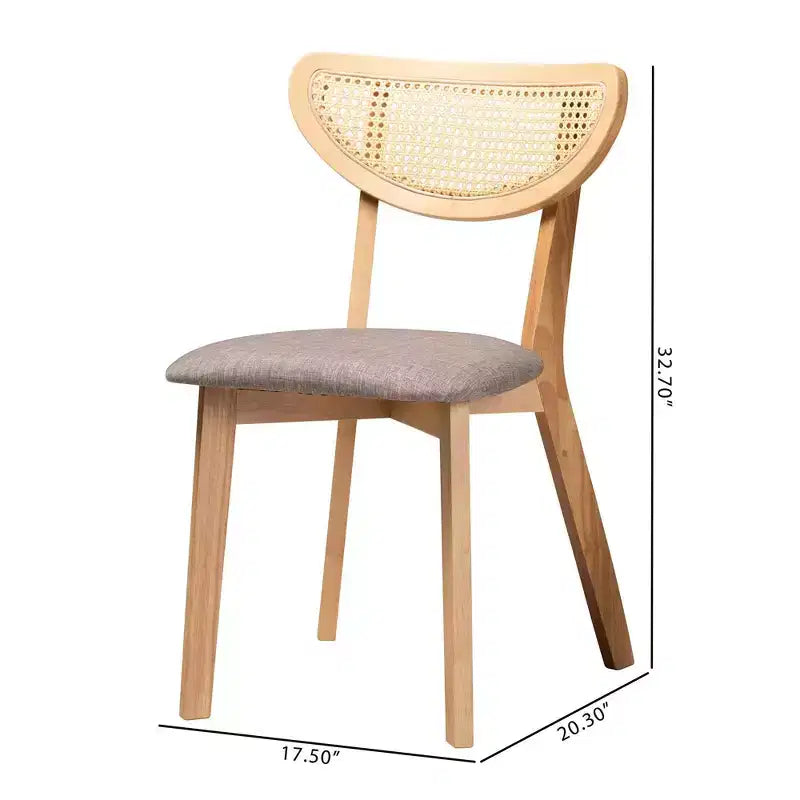 Baxton Studio Lot de 2 chaises de salle à manger Dannell en tissu et bois Gris/Chêne naturel/Marron clair : Revêtement en polyester, Structure en bois d'hévéa