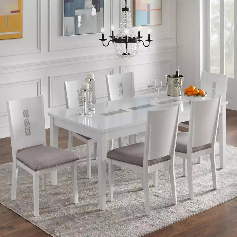 Lifestorey Lot de 2 chaises de salle à manger contemporaines Diamond Blanches/Grises