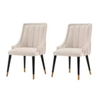 Lot de 2 chaises de salle à manger modernes en velours Eda crème - Manhattan Comfort