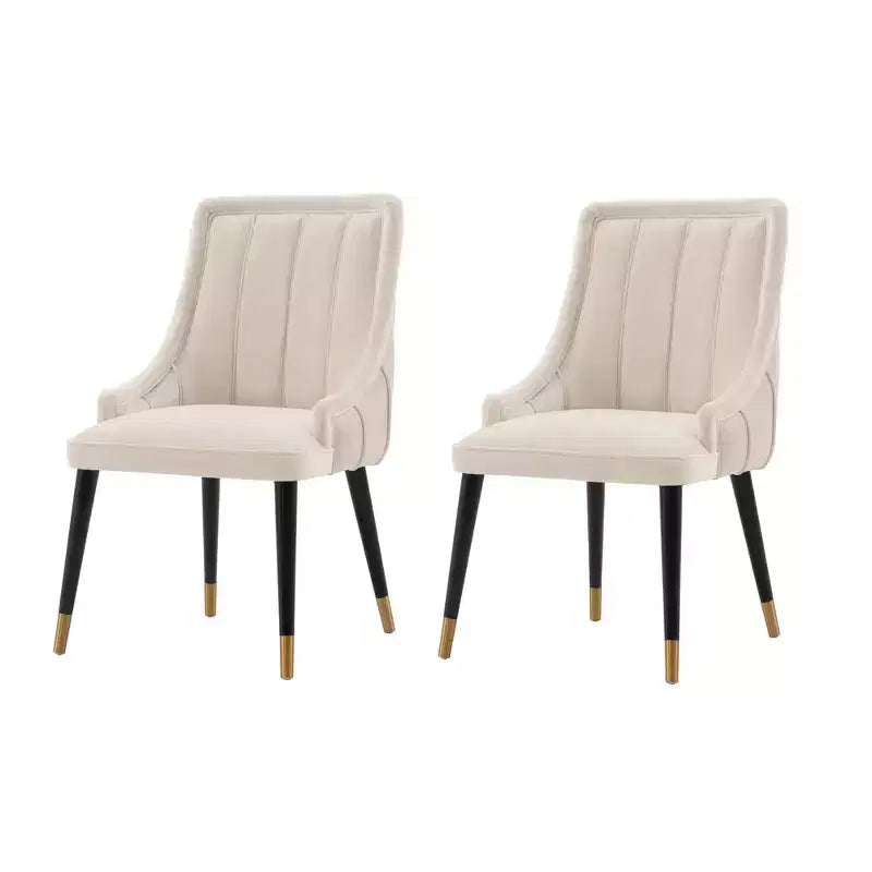 Lot de 2 chaises de salle à manger modernes en velours Eda crème - Manhattan Comfort
