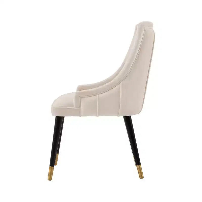 Lot de 2 chaises de salle à manger modernes en velours Eda crème - Manhattan Comfort