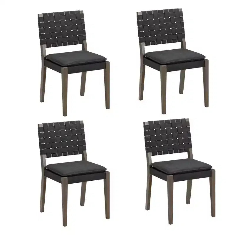 Nathan James Lot de 4 chaises de salle à manger Cohen en similicuir noir
