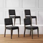 Nathan James Lot de 4 chaises de salle à manger Cohen en similicuir noir