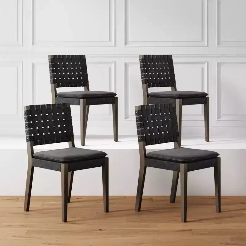 Nathan James Lot de 4 chaises de salle à manger Cohen en similicuir noir