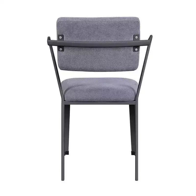 Chaises de salle à manger Cargo 22" Tissu gris et bronze - Acme Furniture : revêtement en cuir, cadre en métal, sans accoudoirs, facile à nettoyer