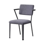 Chaises de salle à manger Cargo 22" Tissu gris et bronze - Acme Furniture : revêtement en cuir, cadre en métal, sans accoudoirs, facile à nettoyer