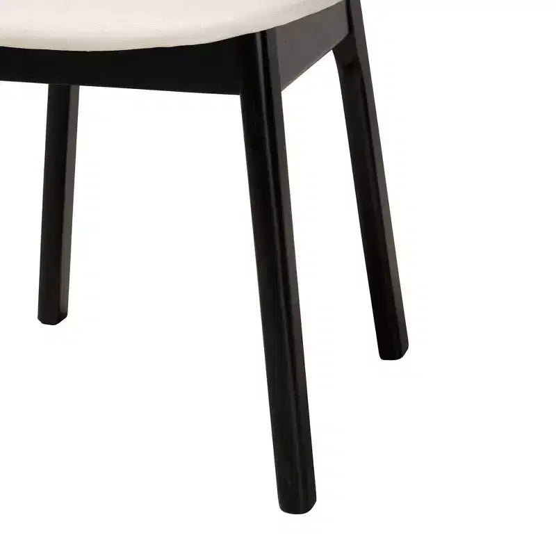 Baxton Studio 2 chaises de salle à manger Darrion en tissu et bois crème/noir/marron clair : Revêtement en polyester, cadre en bois d'hévéa