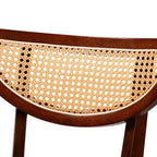 Baxton Studio Lot de 2 chaises de salle à manger Dannell en tissu et bois Gris/Noyer/Marron clair : Milieu de siècle, Détails en rotin, Coussin en mousse