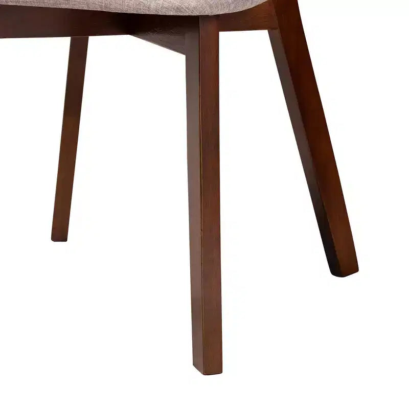 Baxton Studio Lot de 2 chaises de salle à manger Dannell en tissu et bois Gris/Noyer/Marron clair : Milieu de siècle, Détails en rotin, Coussin en mousse