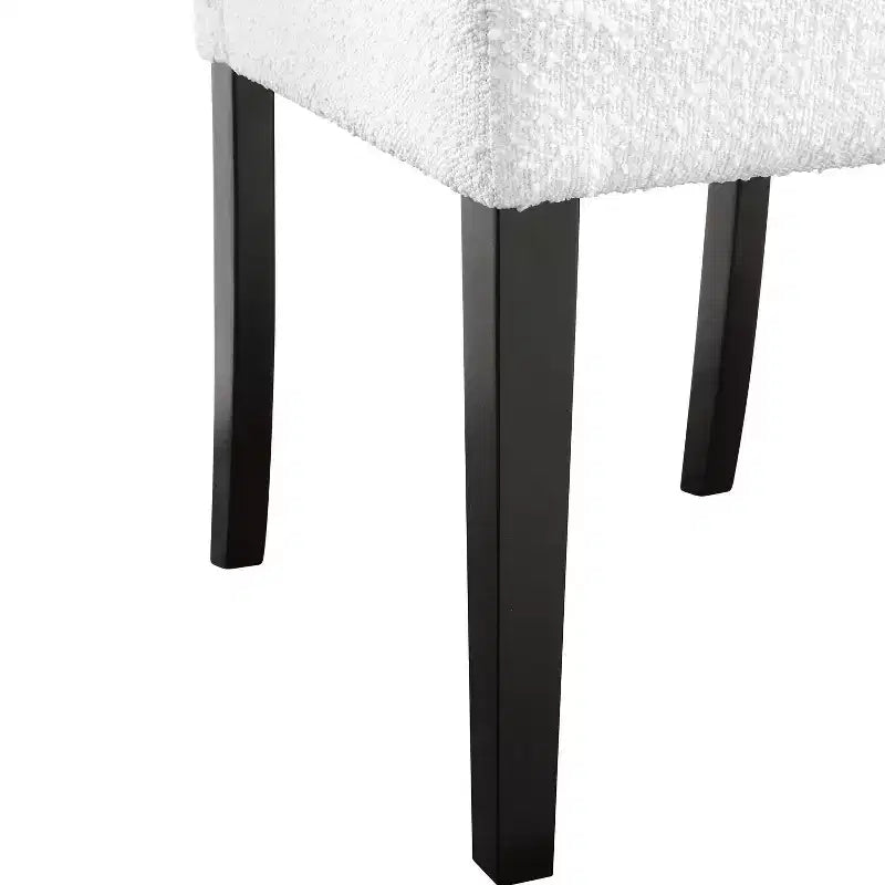 Lot de 2 chaises de salle à manger contemporaines miBasics Northstar en bouclette blanc/noir : Siège rembourré, cadre en bois