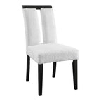 Lot de 2 chaises de salle à manger contemporaines miBasics Northstar en bouclette blanc/noir : Siège rembourré, cadre en bois