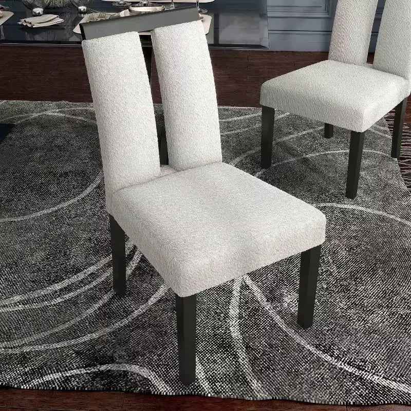 Lot de 2 chaises de salle à manger contemporaines miBasics Northstar en bouclette blanc/noir : Siège rembourré, cadre en bois