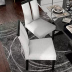 Lot de 2 chaises de salle à manger contemporaines miBasics Northstar en bouclette blanc/noir : Siège rembourré, cadre en bois
