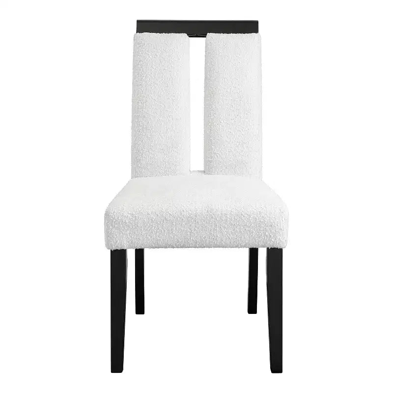 Lot de 2 chaises de salle à manger contemporaines miBasics Northstar en bouclette blanc/noir : Siège rembourré, cadre en bois