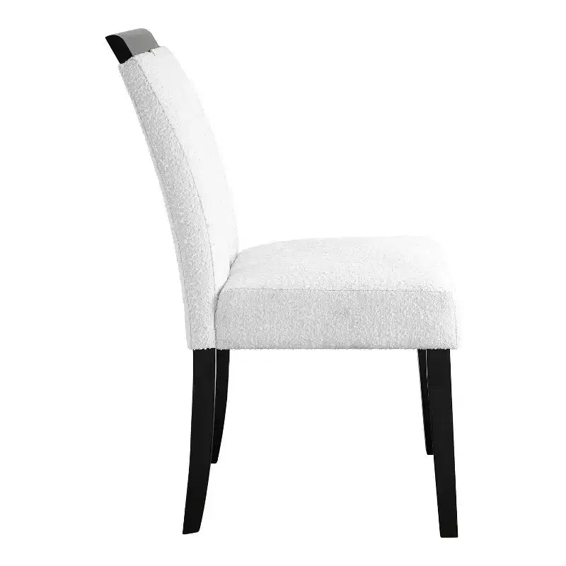 Lot de 2 chaises de salle à manger contemporaines miBasics Northstar en bouclette blanc/noir : Siège rembourré, cadre en bois