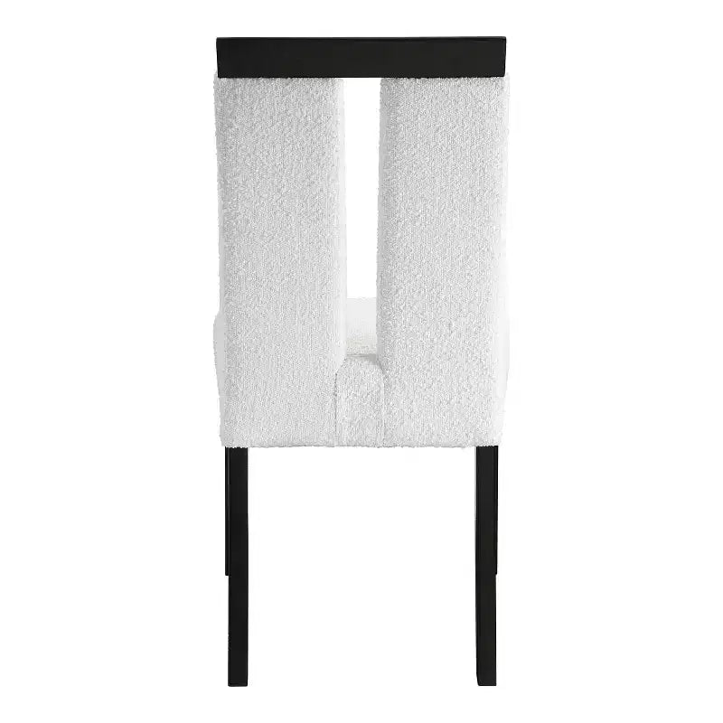Lot de 2 chaises de salle à manger contemporaines miBasics Northstar en bouclette blanc/noir : Siège rembourré, cadre en bois