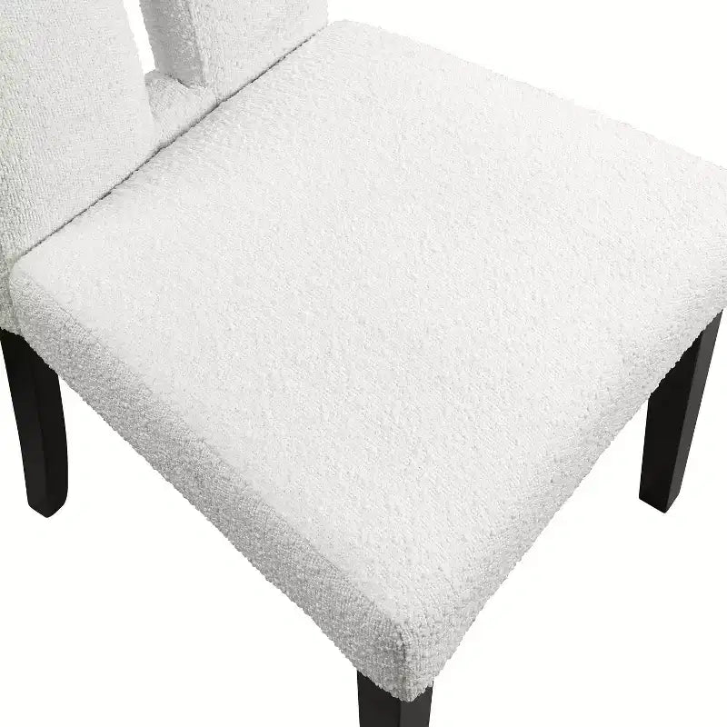 Lot de 2 chaises de salle à manger contemporaines miBasics Northstar en bouclette blanc/noir : Siège rembourré, cadre en bois