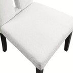 Lot de 2 chaises de salle à manger contemporaines miBasics Northstar en bouclette blanc/noir : Siège rembourré, cadre en bois