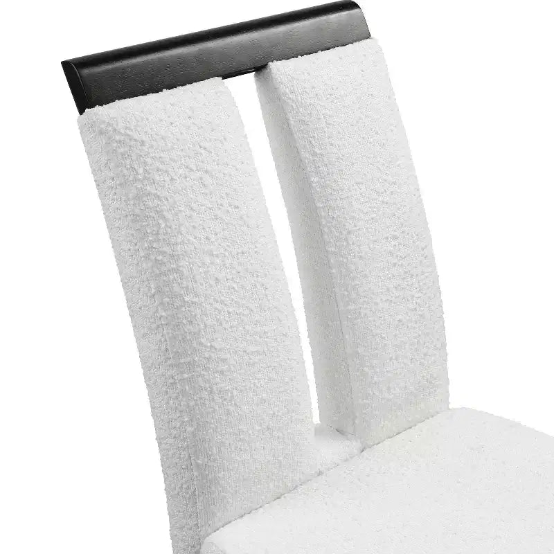 Lot de 2 chaises de salle à manger contemporaines miBasics Northstar en bouclette blanc/noir : Siège rembourré, cadre en bois